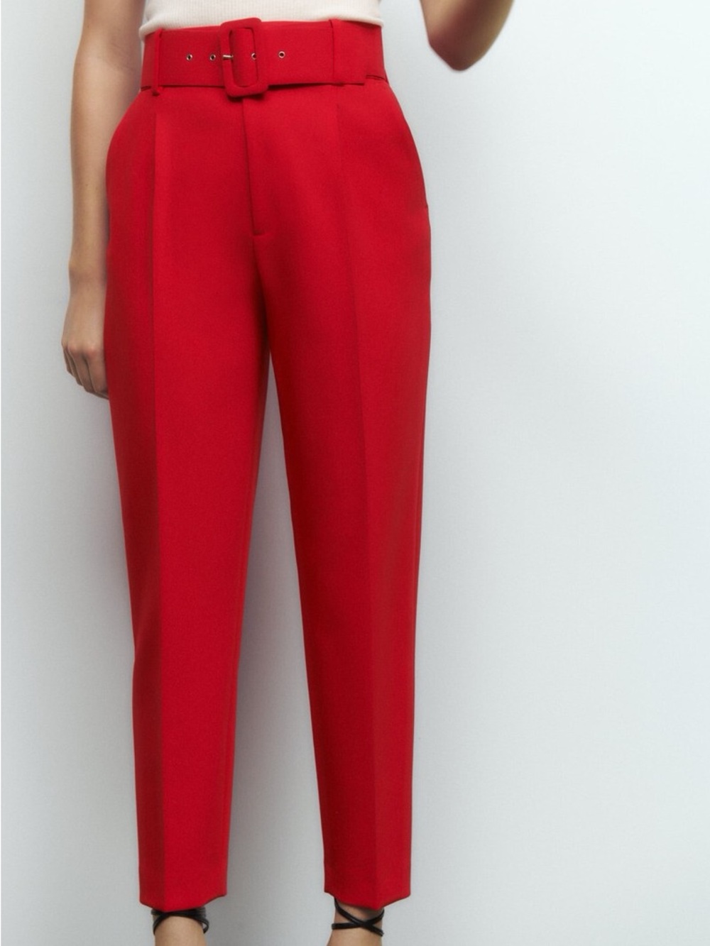 Zara Red High-Waisted Trouser Pants Size Medium